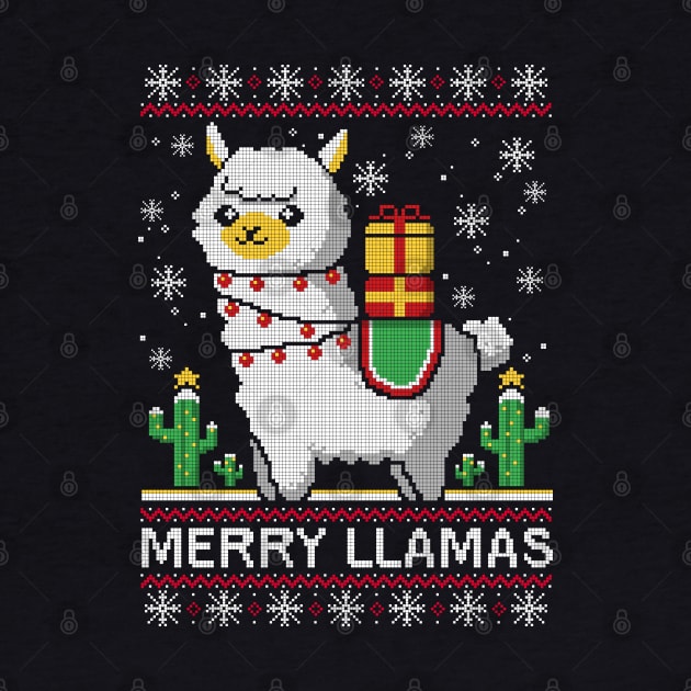Merry llamas christmas ugly sweater by NemiMakeit